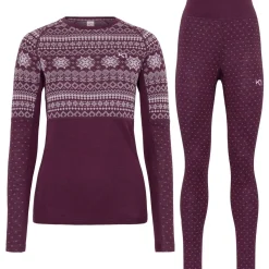 Kari Traa Vilma Merinould Skiundertøjssæt Dame, wine