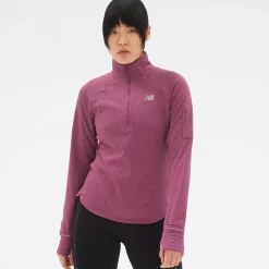 New Balance Heat Grid Half Zip Dame, raisin heather