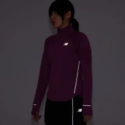 New Balance Heat Grid Half Zip Dame, raisin heather